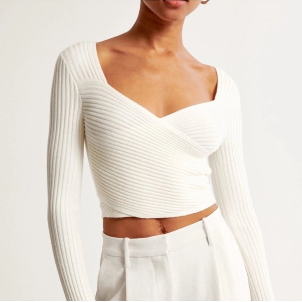 Abercrombie & Fitch Soft AF Wrap Front Ribbed Cropped‎ Sweater Womens XL